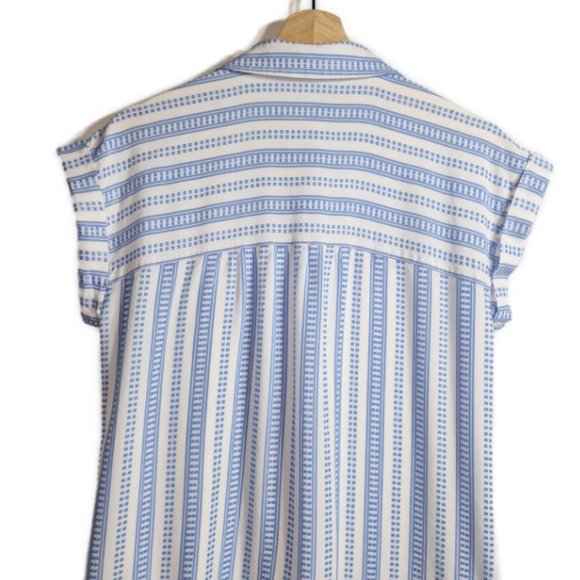 Loft White n Blue Dress with Pockets Size Small - Picture 5 of 7